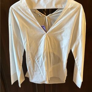 Vince White V-Neck Blouse